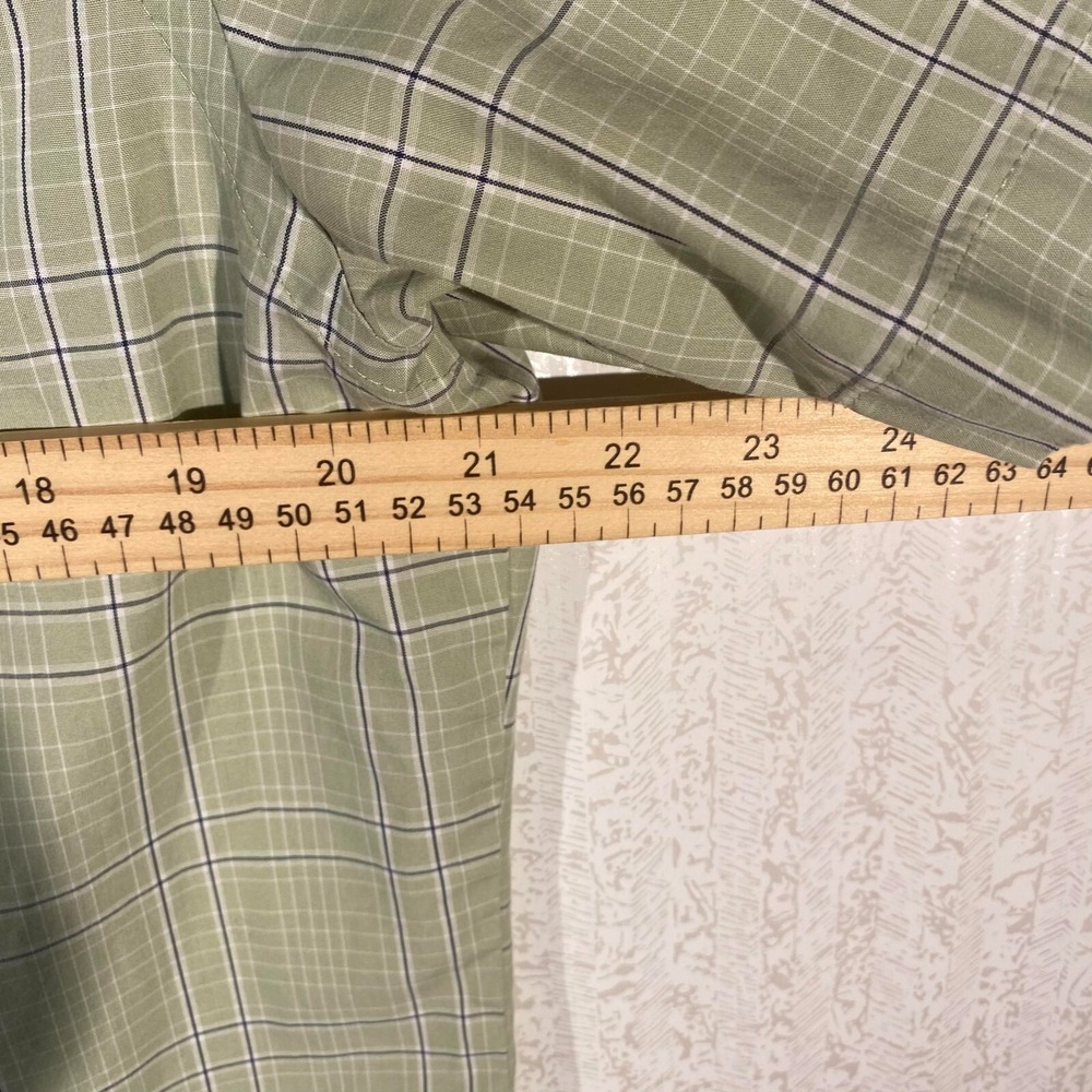 Vanheusen Womens Green Plaid Classic Look Button Up Pocket Shirt Size M 15-15.5 - Picture 6 of 6